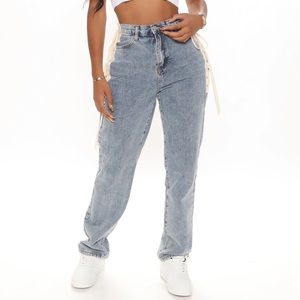 Fashion Nova Side Lace Jeans